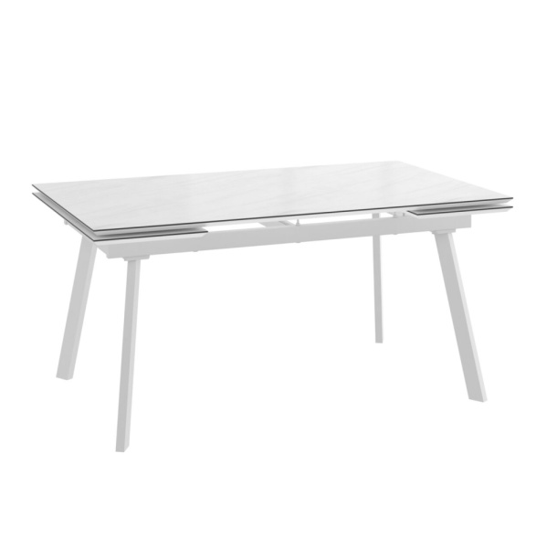 Стол ALTEZA FOUR-160, раздвижной 160(40+40)x90, МРАМОР СВЕТЛЫЙ МОДЕРН - COMPAKT CER/БЕЛЫЙ